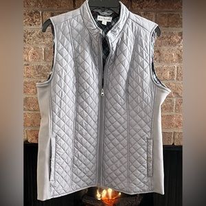 Womens Large Light Gray Winter Vest Kim Rogers Sz L Like New Puff Vest Zip Up